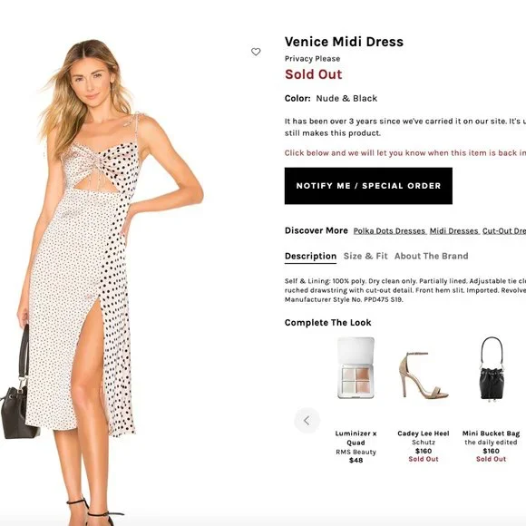 Privacy Please x Revolve Venice Midi Dress Size: XS Color: Nude & Black - Picture 4 of 6